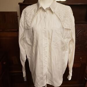 Side saddle white vintage L size western‎ shirt
